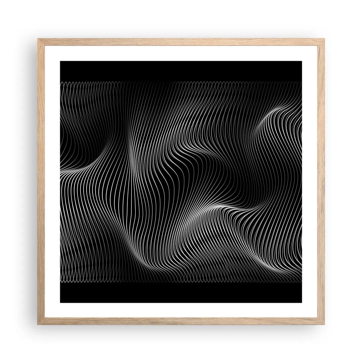 Plagát v ráme zo svetlého duba - Tanec svetla v priestore - 60x60 cm