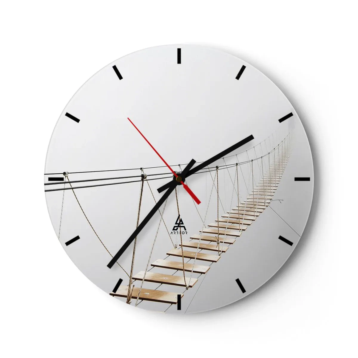 Nástenné hodiny - Žena v čiernych šatách sedí na balkóne v čiernobielom prevedení - 30x30cm - Kam vás zavedie? - Moderná nástenná dekorácia do obývacej izby, kuchyne a spálne ARTTOR