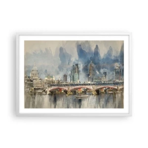 Plagát v bielom ráme - Londýn v celej svojej kráse - 70x50 cm