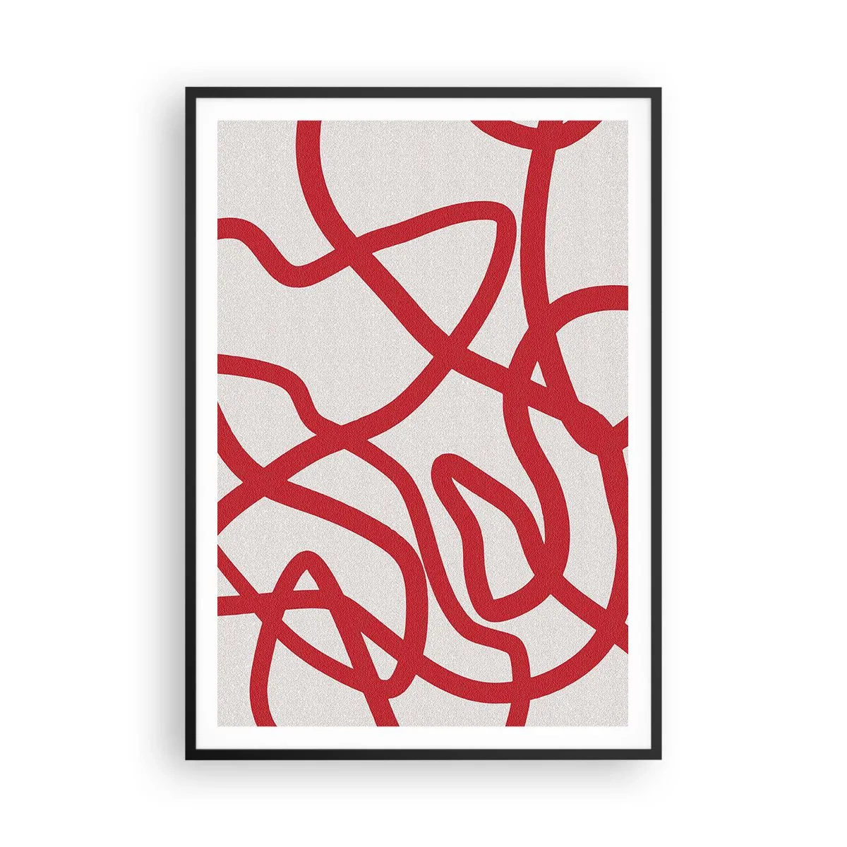 Plagát v čiernom ráme - Červené na bielom - 70x100 cm