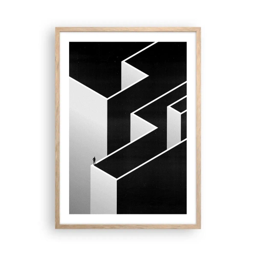 Plagát v ráme zo svetlého duba - Osamelosť na vrchole - 50x70 cm