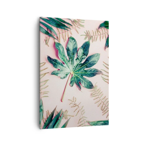 Obraz na plátne - Štúdia zelenej na ružovom pozadí - 70x100 cm