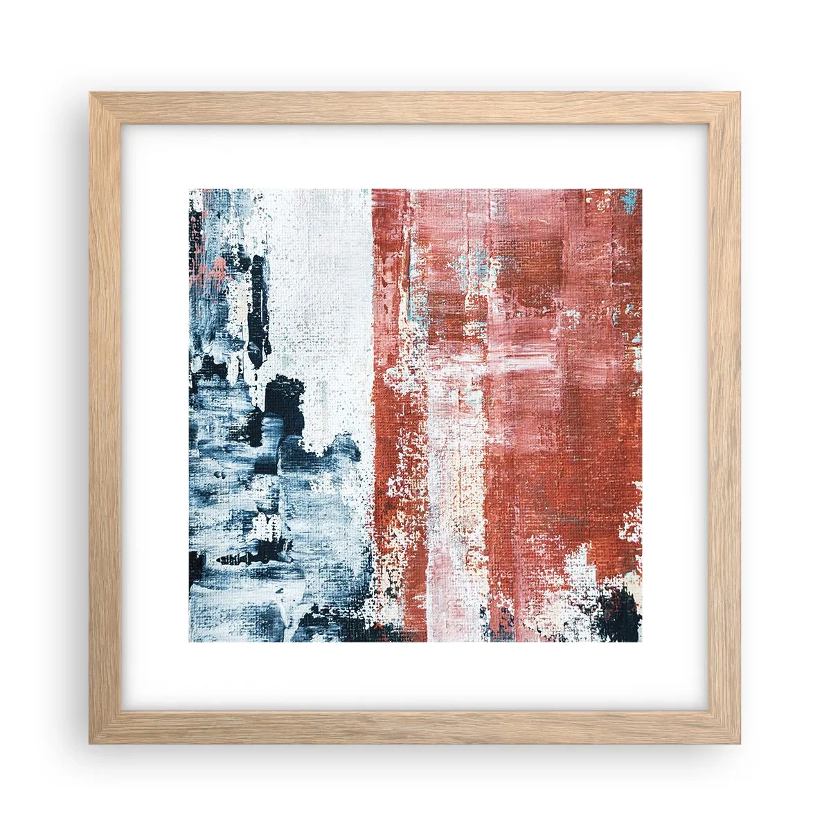 Plagát v ráme zo svetlého duba - Abstraktné pol na pol - 30x30 cm