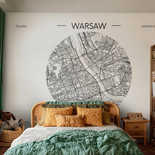 Fototapeta Premium Sand - Anatómia Varšavy - Mapa, Varšava, Poľsko - 300x210 cm