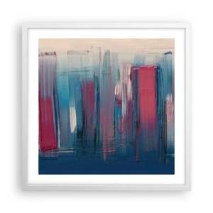 Plagát v bielom ráme - Vertikálna kompozícia v modrej a červenej - 50x50 cm