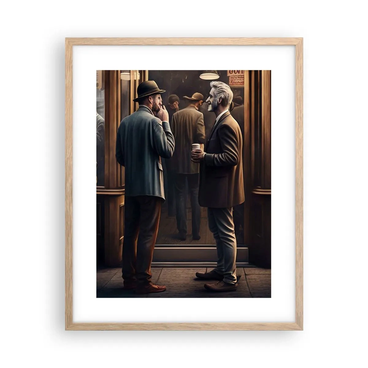 Plagát v ráme zo svetlého duba - Dobrá chvíľa dňa - 40x50 cm