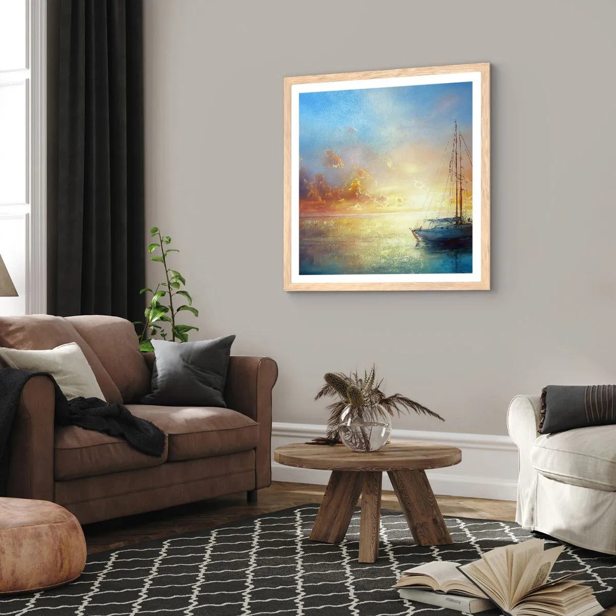 Plagát v ráme zo svetlého duba - V zlatom zálive - 60x60 cm