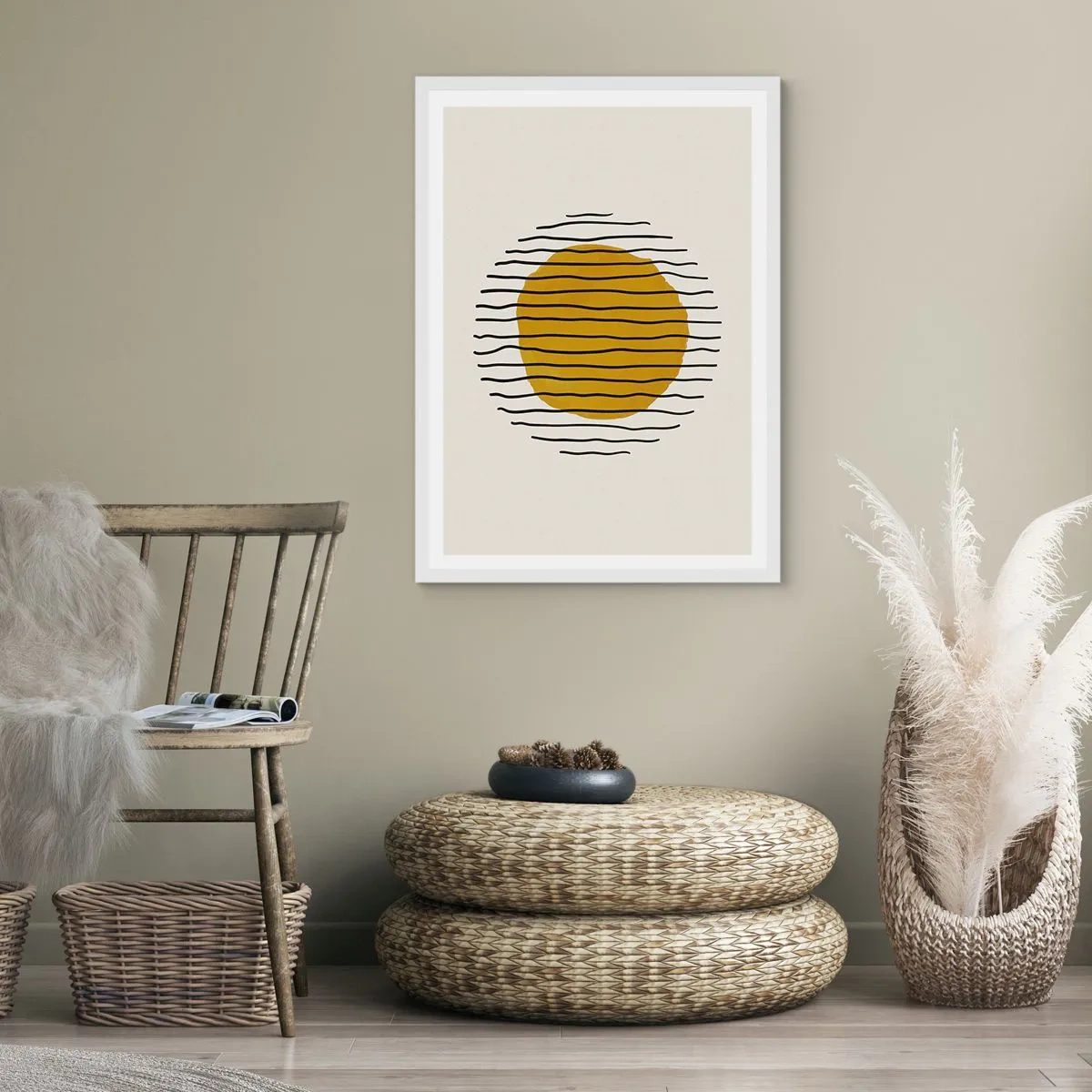 Plagát v bielom ráme - Abstrakcia kmitajúca žiarom - 70x100 cm