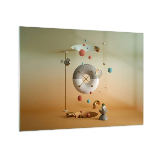 Obraz na skle - Geometrické útvary v pastelových farbách v abstraktnom priestore - 70x50cm - Všetko je možné - Moderná nástenná dekorácia do obývacej izby a spálne ARTTOR