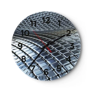 Nástenné hodiny - Kovová strieborná vlna - 30x30 cm