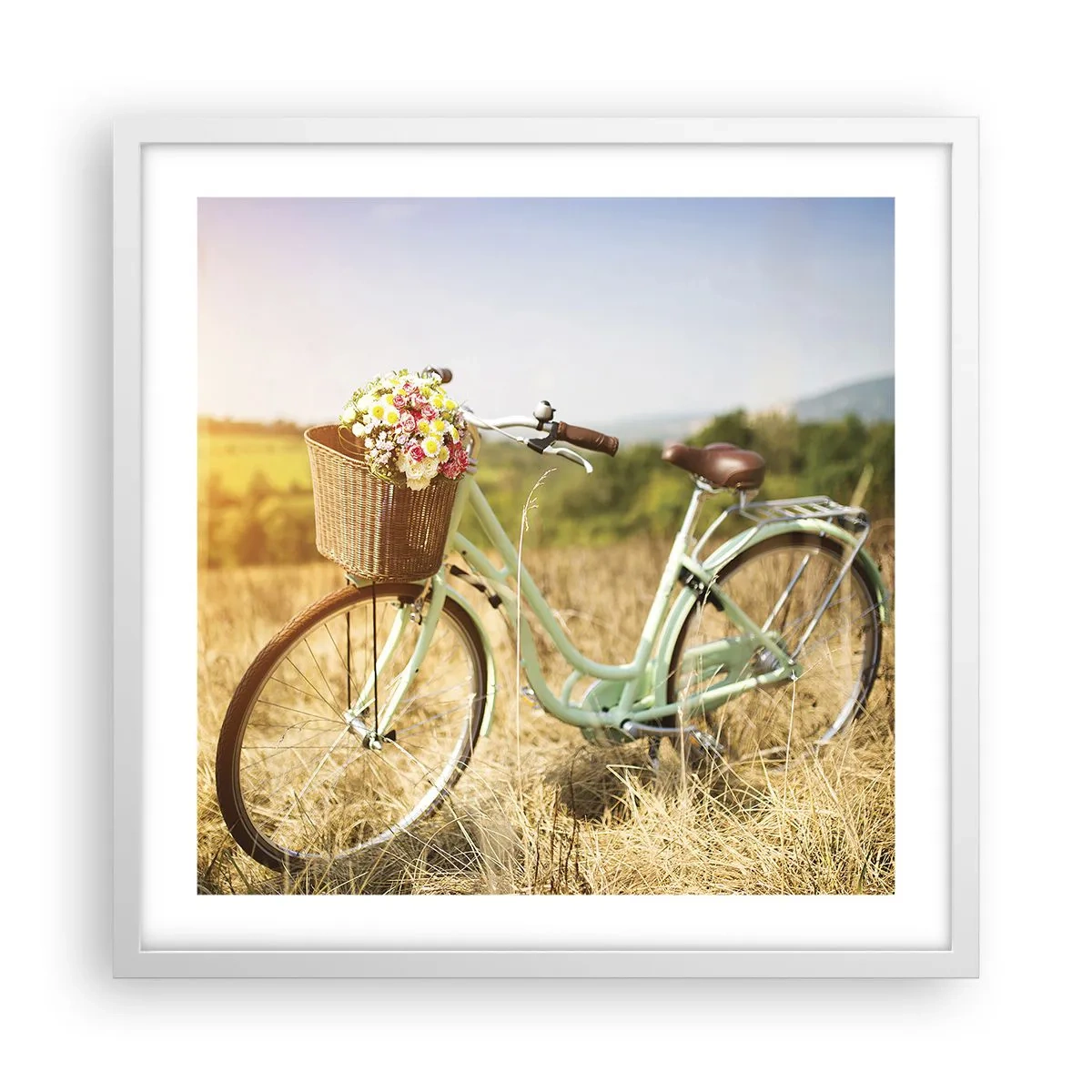 Plagát v bielom ráme - Chvíľu tu zostanem - 50x50 cm