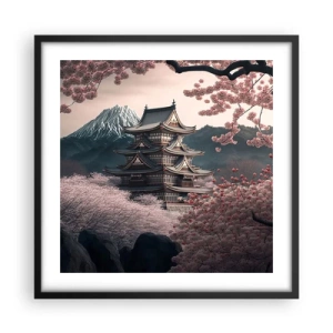 Plagát v čiernom ráme - Krajina kvitnúcich čerešní - 50x50 cm