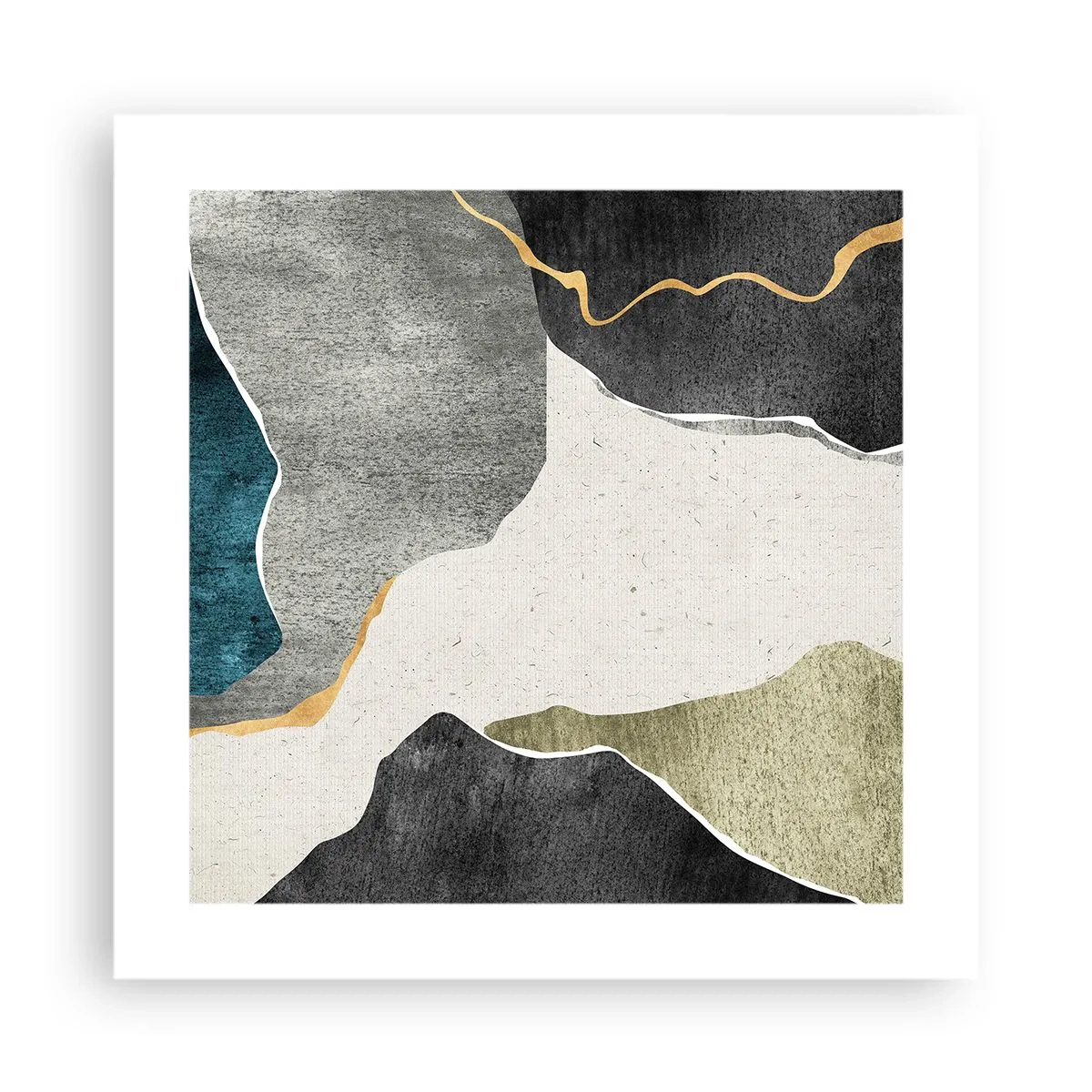 Plagát - Mozaiková kompozícia so zlatou niťou - 40x40 cm