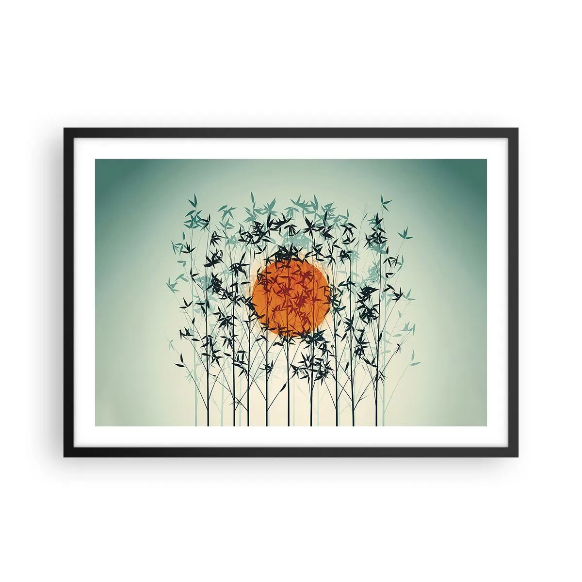 Plagát v čiernom ráme - Japonské slnko - 70x50 cm