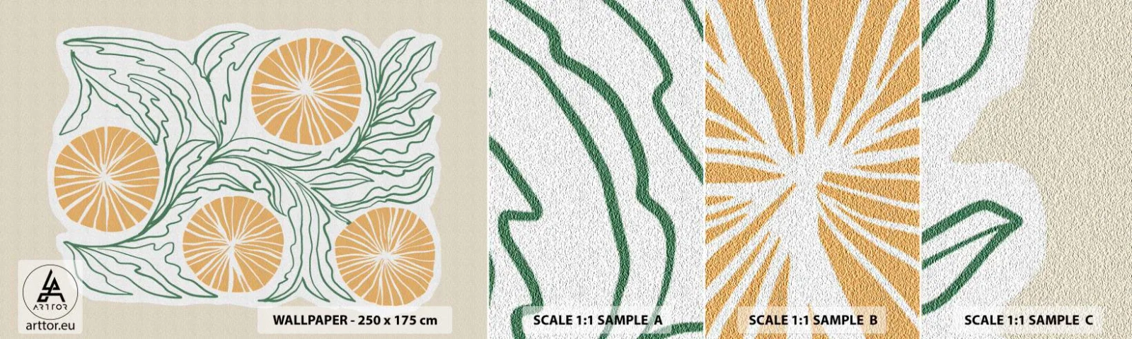 Vzorka samolepiacej fototapety Deluxe Sticker - Etnicky s abstraktným nádychom - Boho, Citrón, Minimalizmus - 100x30 cm