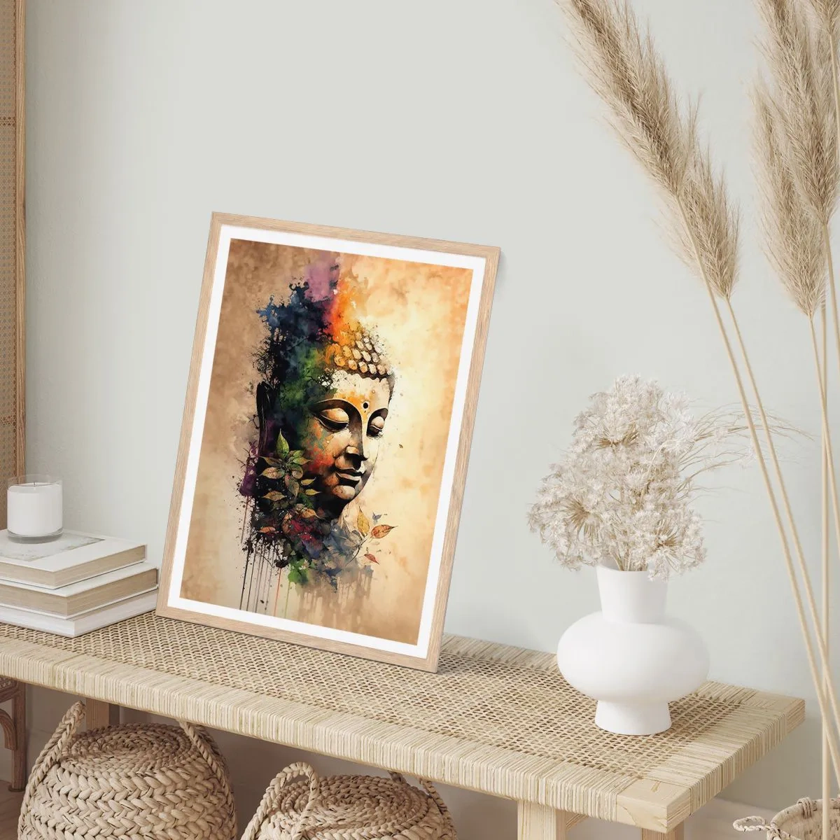 Plagát v ráme zo svetlého duba - Namaste! - 61x91 cm