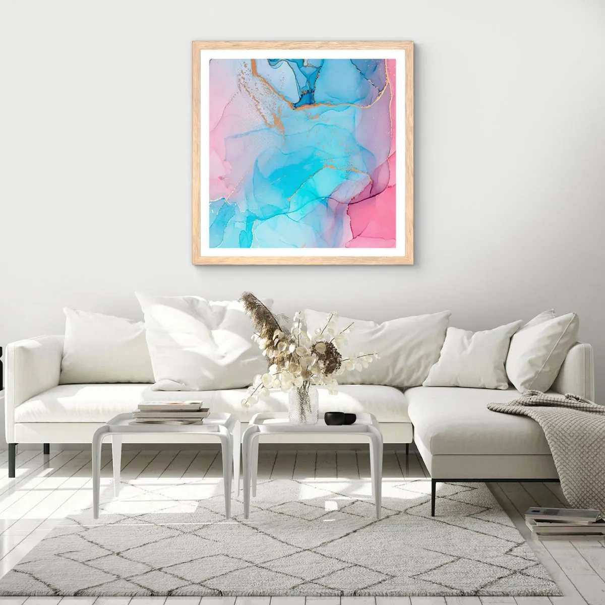 Plagát v ráme zo svetlého duba - Stretávanie a prelínanie - 40x40 cm