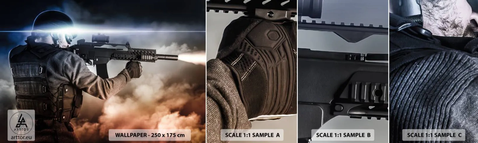 Vzorka Fototapeta Standard Eco - Proste hrdina - Vojenské, Zbraň, Vojak - 100x30 cm