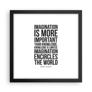 Plagát v čiernom ráme - Einstein o sile predstavivosti - 30x30 cm