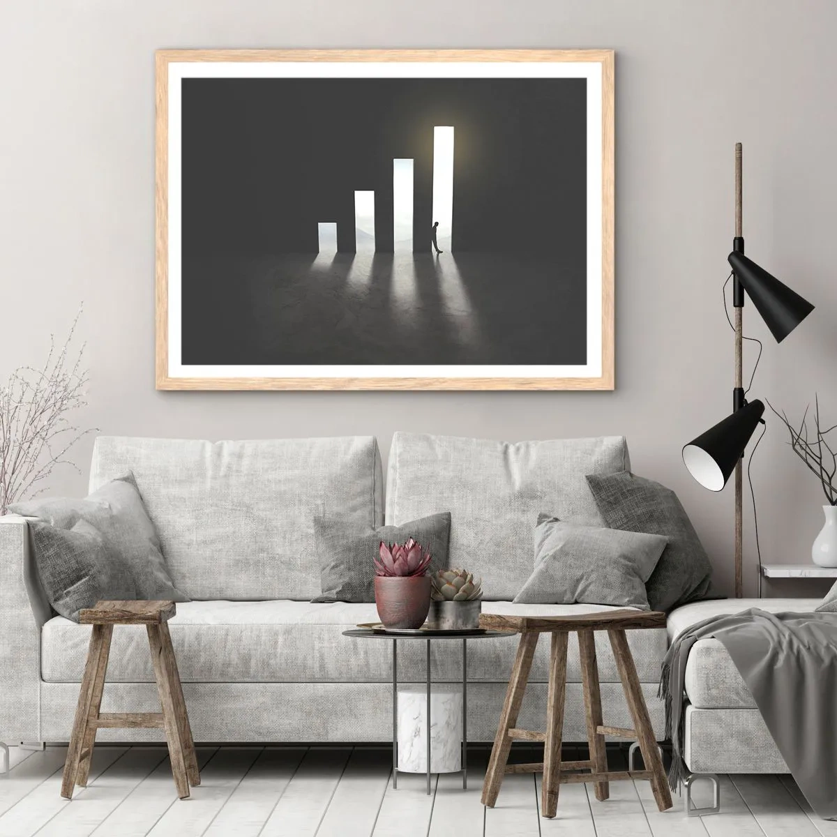 Plagát v ráme zo svetlého duba - Úspech – impresia - 40x30 cm