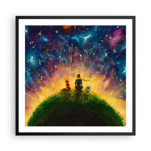 Plagát v čiernom ráme - Láska a priateľstvo - celý svet - 60x60 cm