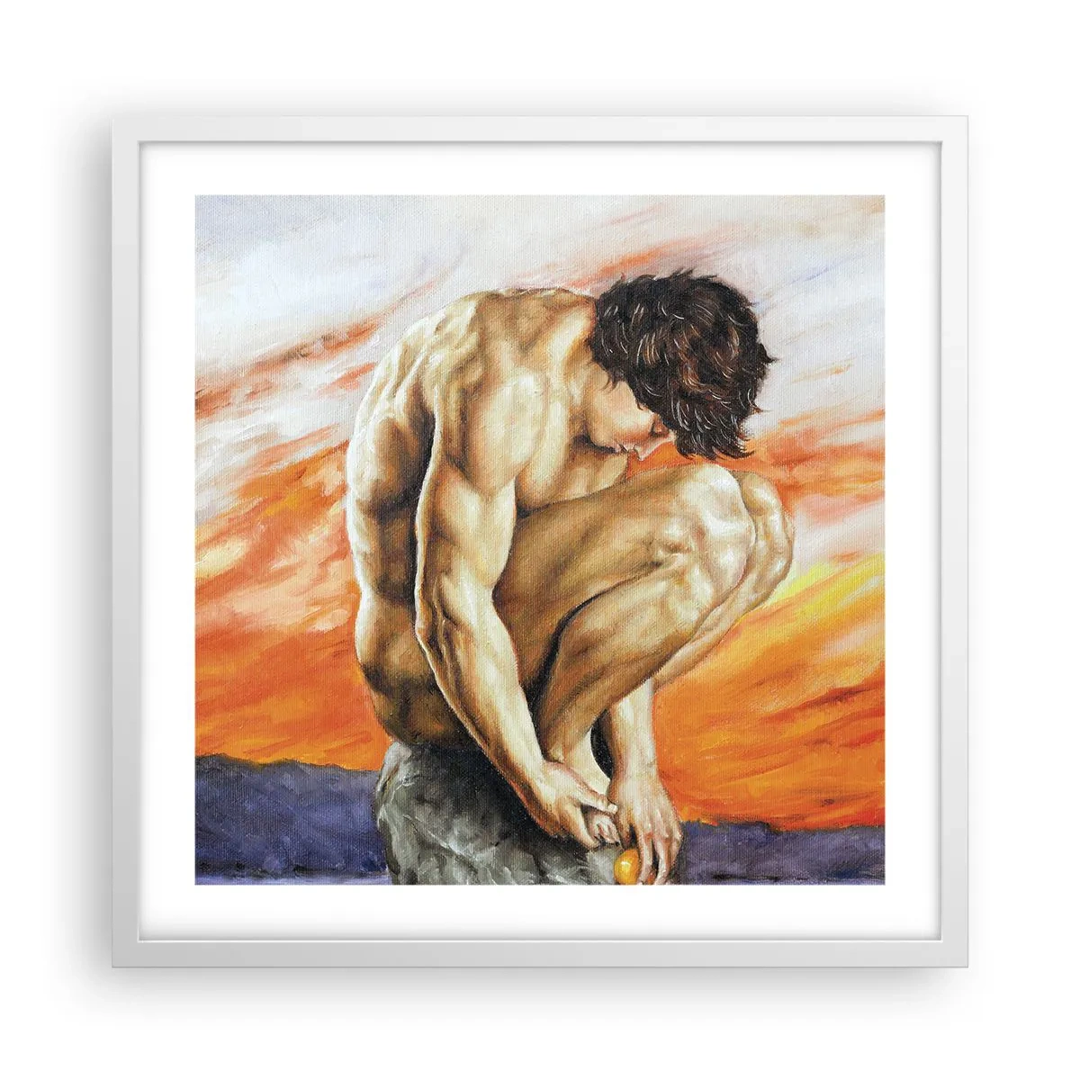 Plagát v bielom ráme - Ponorený do seba - 50x50 cm