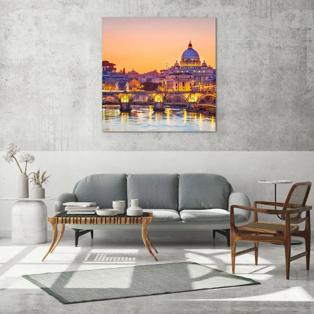 Obraz na skle - Súmrak nad Večným mestom - 70x70 cm