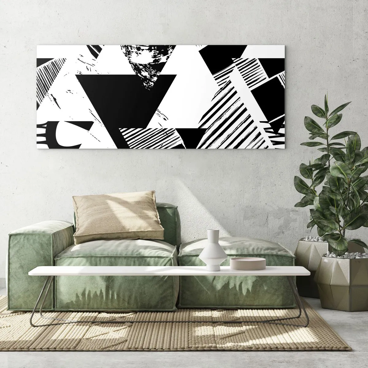 Obraz na skle - Dážď trojuholníkov - 90x30 cm