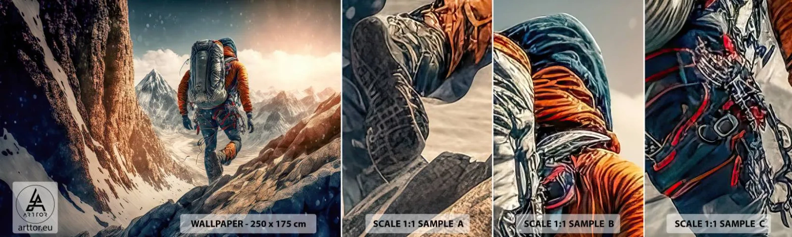 Vzorka Fototapeta Standard Eco - Osamelý bojovník - Alpy, Lezenie, hory - 100x30 cm