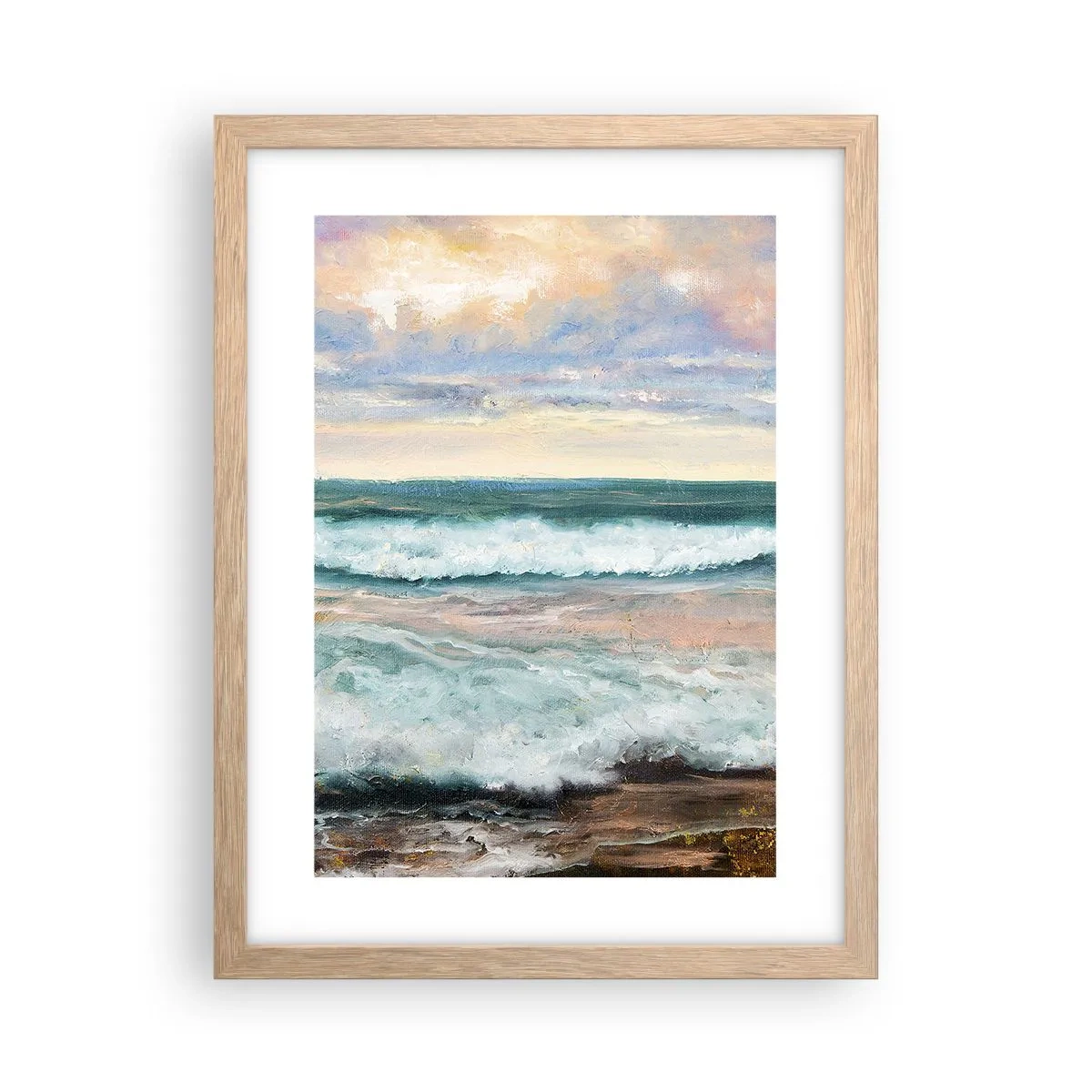 Plagát v ráme zo svetlého duba - Tu uhladíš dušu - 30x40 cm
