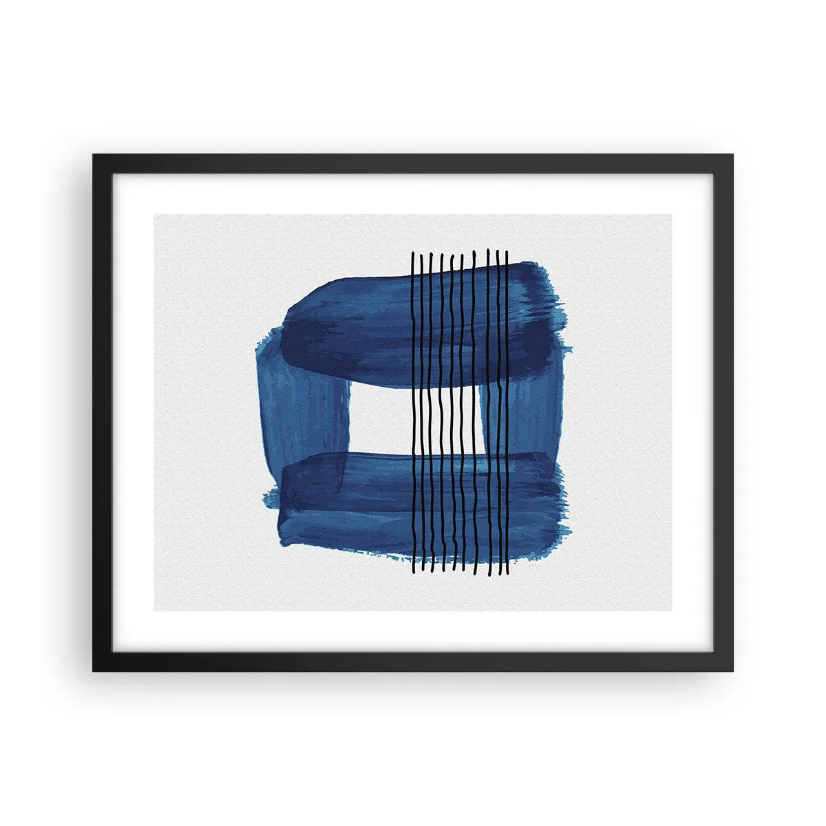 Plagát v čiernom ráme - Modročierna kompozícia - 50x40 cm