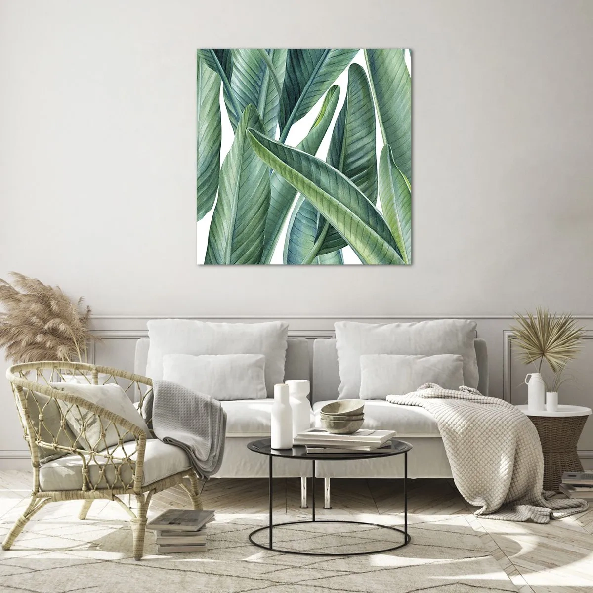 Obraz na skle - Proste zelená - 70x70 cm