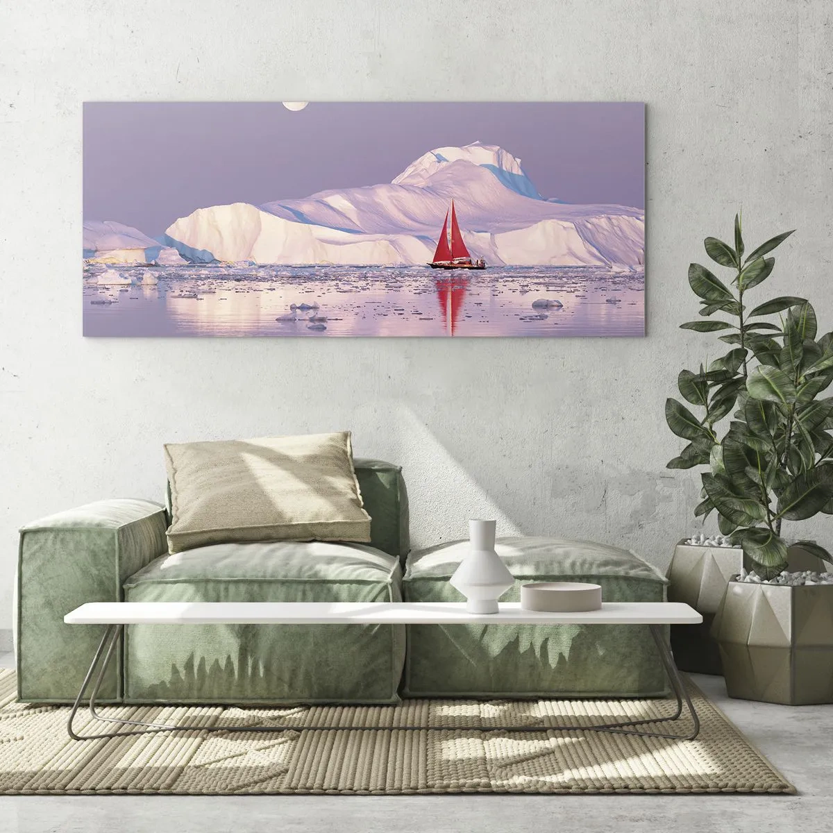 Obraz na skle - Žiar plachty, chlad ľadu - 100x40 cm
