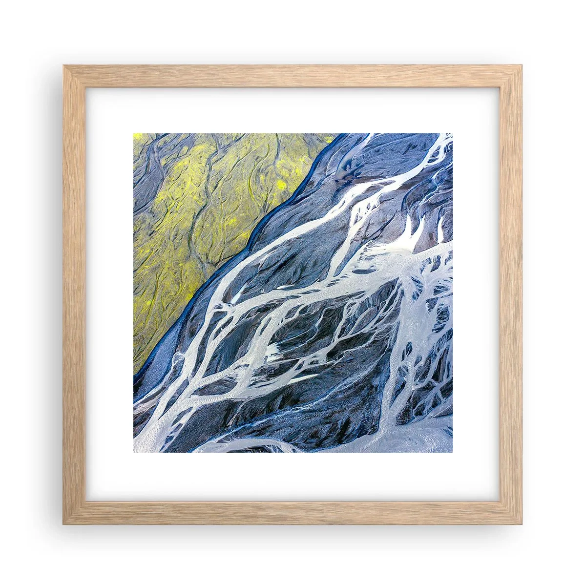 Plagát v ráme zo svetlého duba - Jaskynné maľby prírody - 30x30 cm