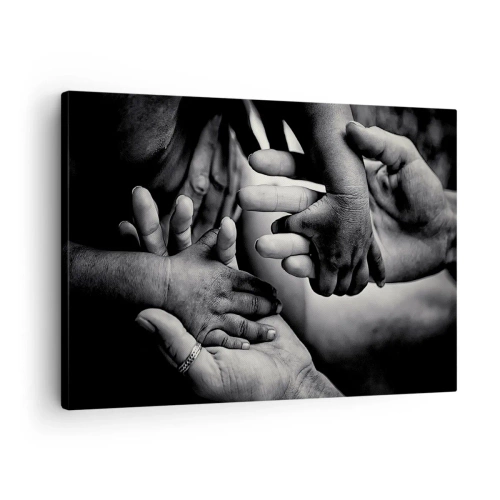Obraz na plátne - Čiernobiele ruky rôznych generácií - 70x50cm - Byť človekom - Moderná nástenná dekorácia do obývacej izby a spálne ARTTOR