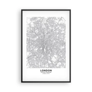Plagát v čiernom ráme - Mapa londýnskeho labyrintu - 61x91 cm