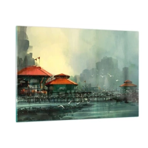 Obraz na skle - Slnečný deň v prístave - 120x80 cm