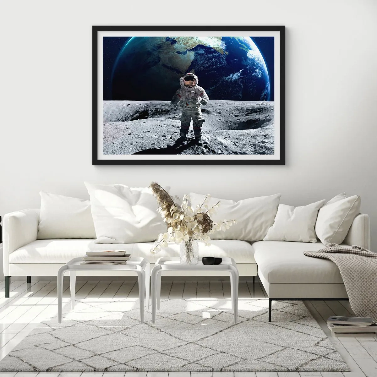 Plagát v čiernom ráme - Pozdravy z Mesiaca - 100x70 cm