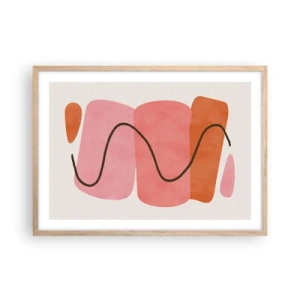Plagát v ráme zo svetlého duba - Jemný pohyb foriem - 70x50 cm
