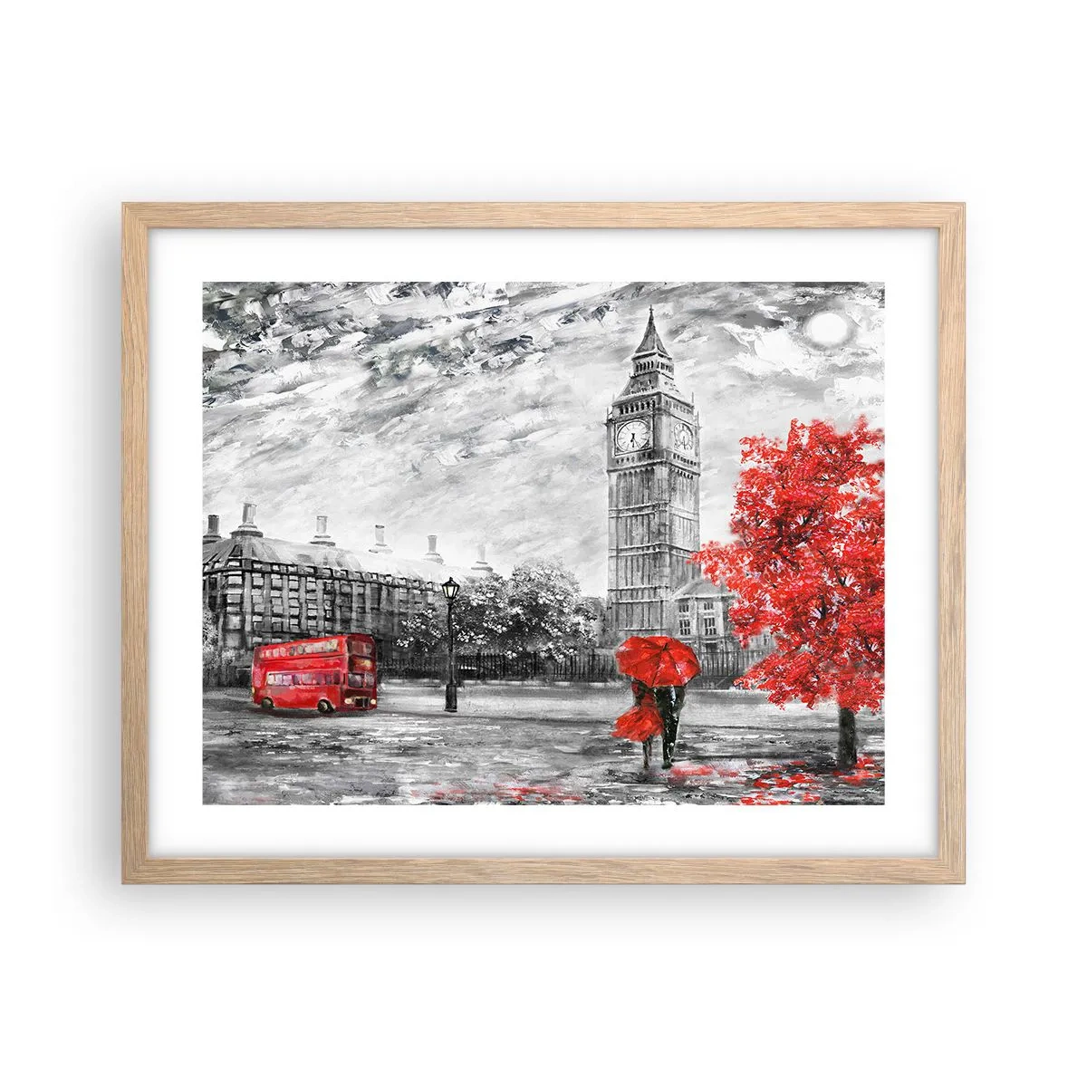 Plagát v ráme zo svetlého duba - Vzrušujúci deň - 50x40 cm