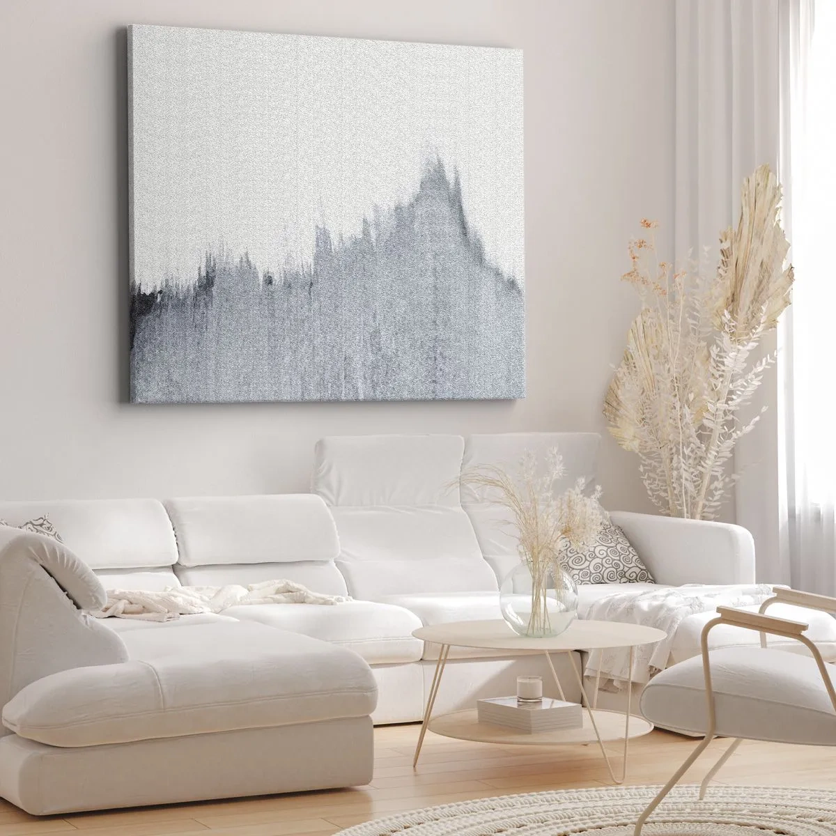 Obraz na plátne - Abstraktná sivá kompozícia v minimalistickom štýle - 70x50cm - Tajomný záznam - Moderná nástenná dekorácia do obývacej izby a spálne ARTTOR
