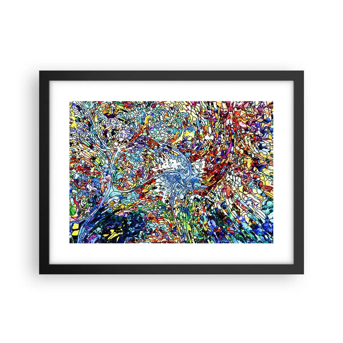 Plagát v čiernom ráme - Vitráž s kvapkami - 40x30 cm