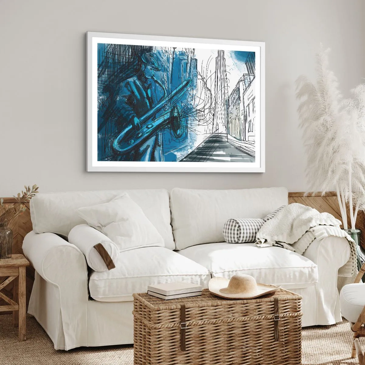 Plagát v bielom ráme - Mestská rapsódia - 70x50 cm