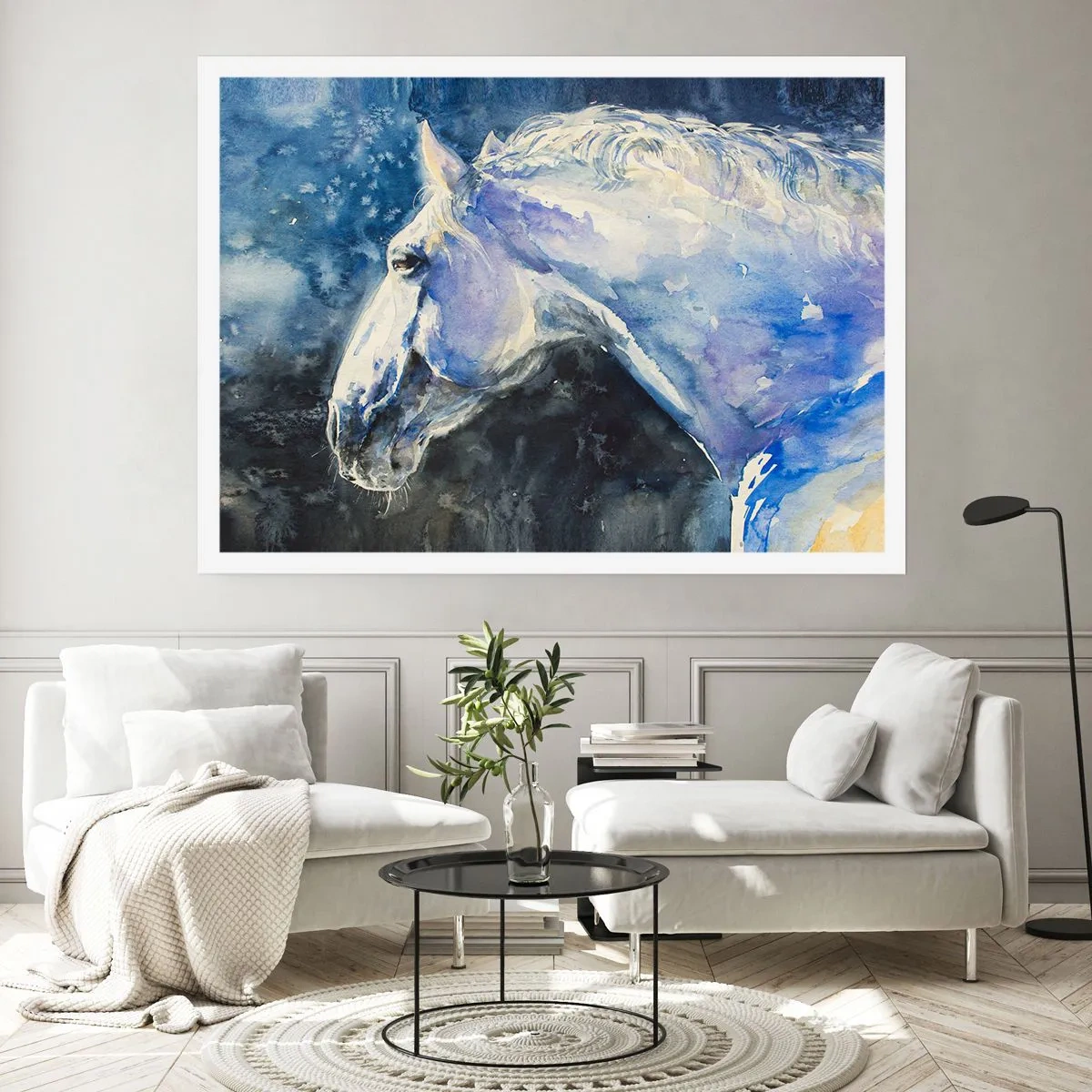Plagát - Portrét v modrej žiare - 100x70 cm