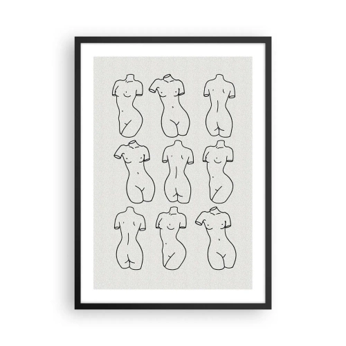 Plagát v čiernom ráme - Minimalistická ilustrácia ženských siluet v čiernych obrysoch. - 50x70cm - Iba Venuša - Moderná nástenná dekorácia do obývacej izby a spálne ARTTOR