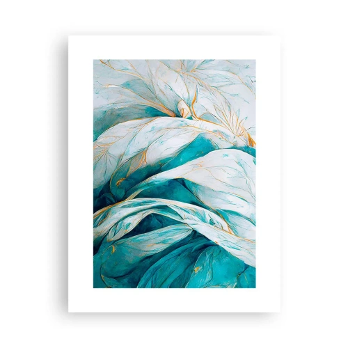 Plagát - Modrá abstrakcia so zlatým motívom - 30x40 cm
