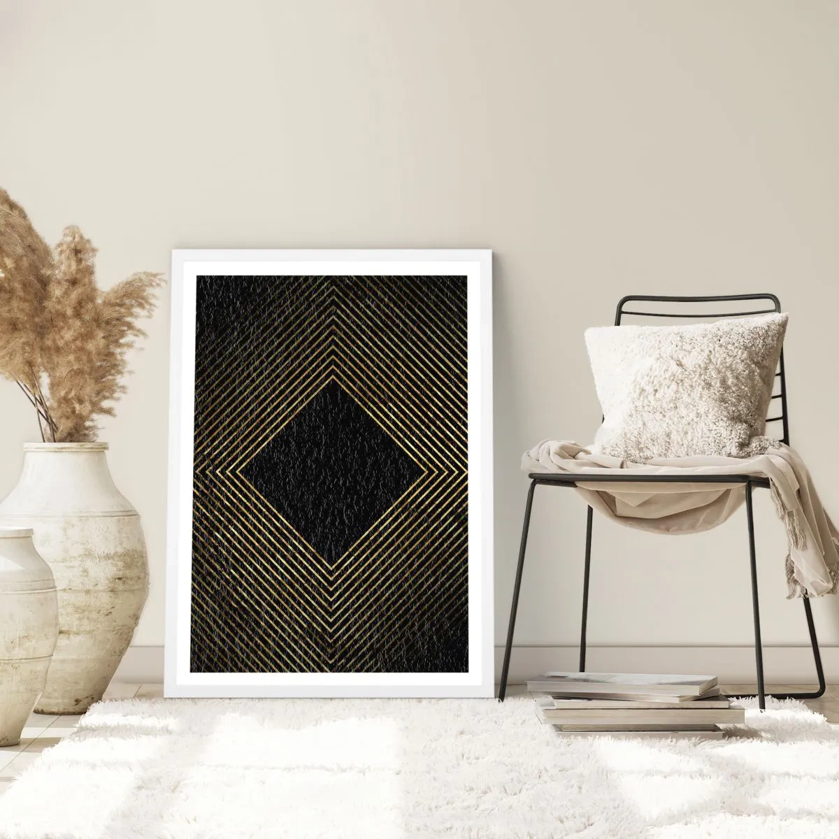Plagát v bielom ráme - Geometria v štýle glamour - 70x100 cm