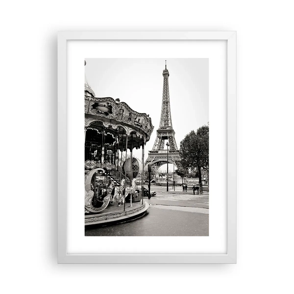 Plagát v bielom ráme - Ak zábava, tak len v Paríži - 30x40 cm