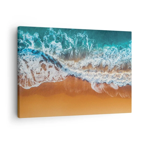 Obraz na plátne - Letecký pohľad na oceánske vlny narážajúce na breh - 70x50cm - Vždy pár - Moderná nástenná dekorácia do obývacej izby a spálne ARTTOR