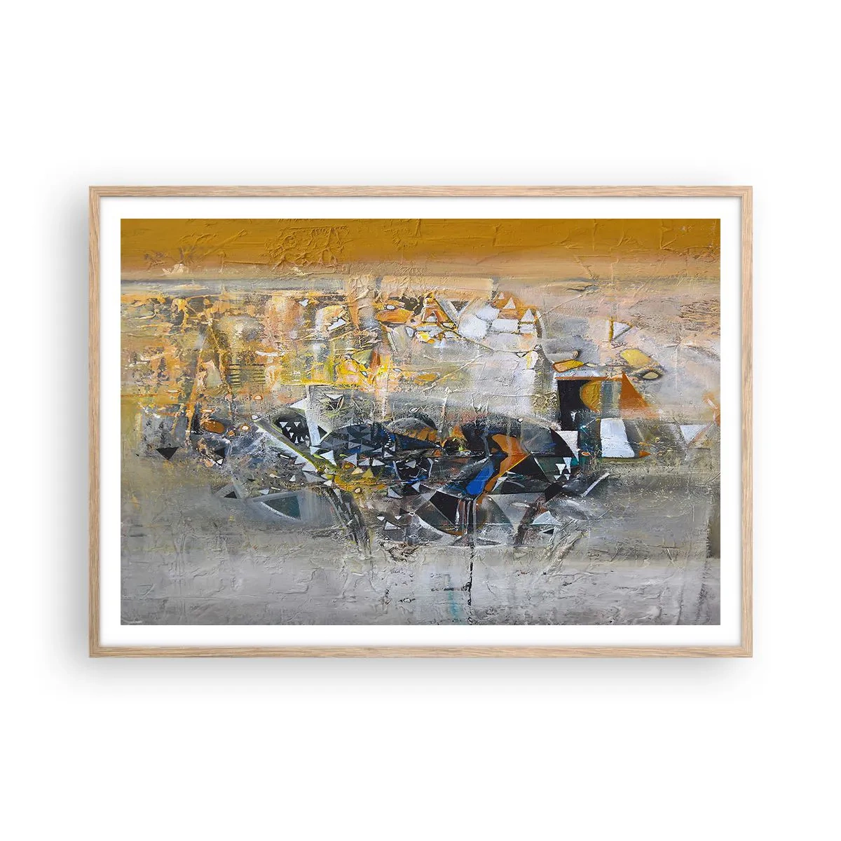 Plagát v ráme zo svetlého duba - Všetko sa podarí - 100x70 cm